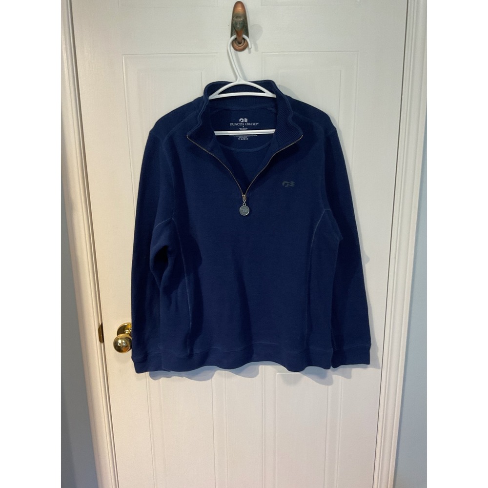 Princess Cruises Pullover Mens S Blue Excellent 1/4 Zip Cotton Sweater